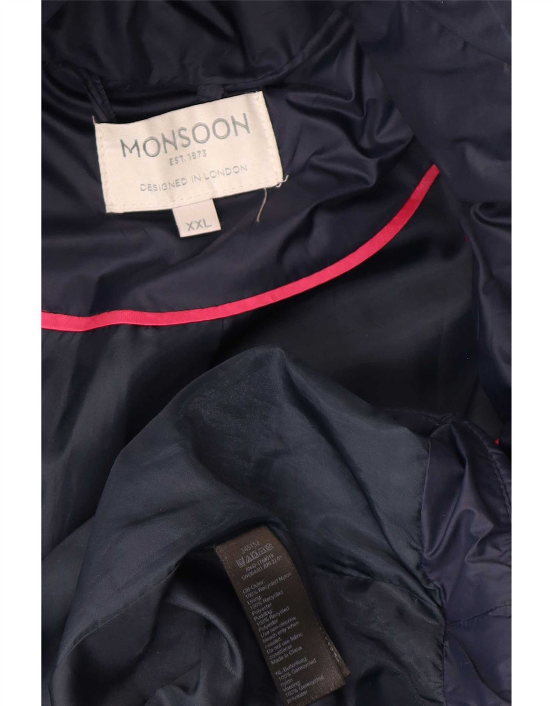 Cappotto imbottito oversize con cappuccio da donna Monsoon UK 22 2XL Poliestere blu navy
