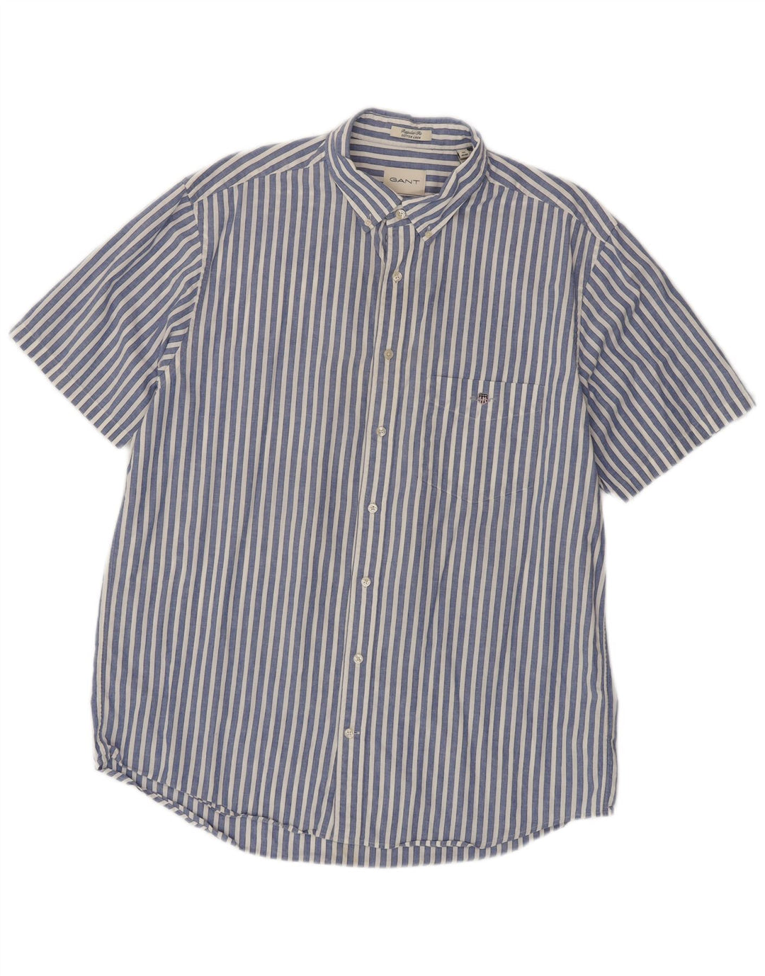 GANT Camicia da uomo a maniche corte vestibilità regolare taglia 45/46 2XL a righe blu