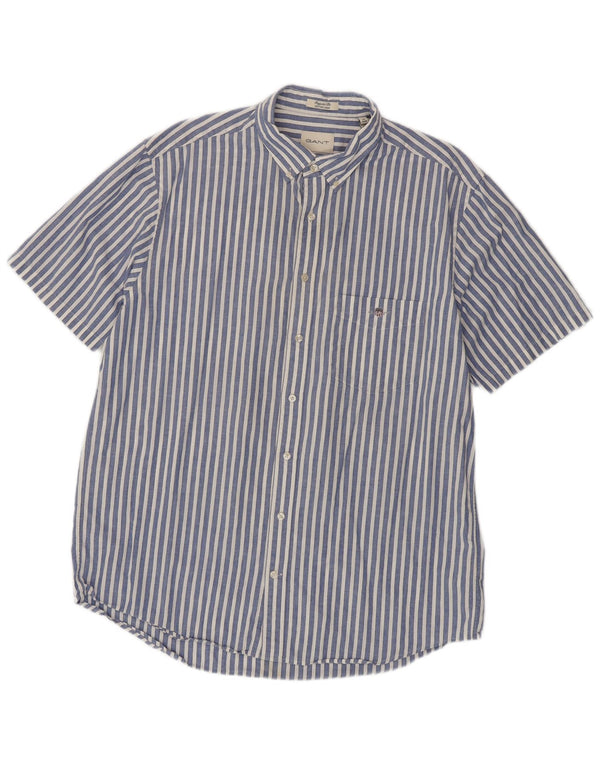GANT Camicia da uomo a maniche corte vestibilità regolare taglia 45/46 2XL a righe blu