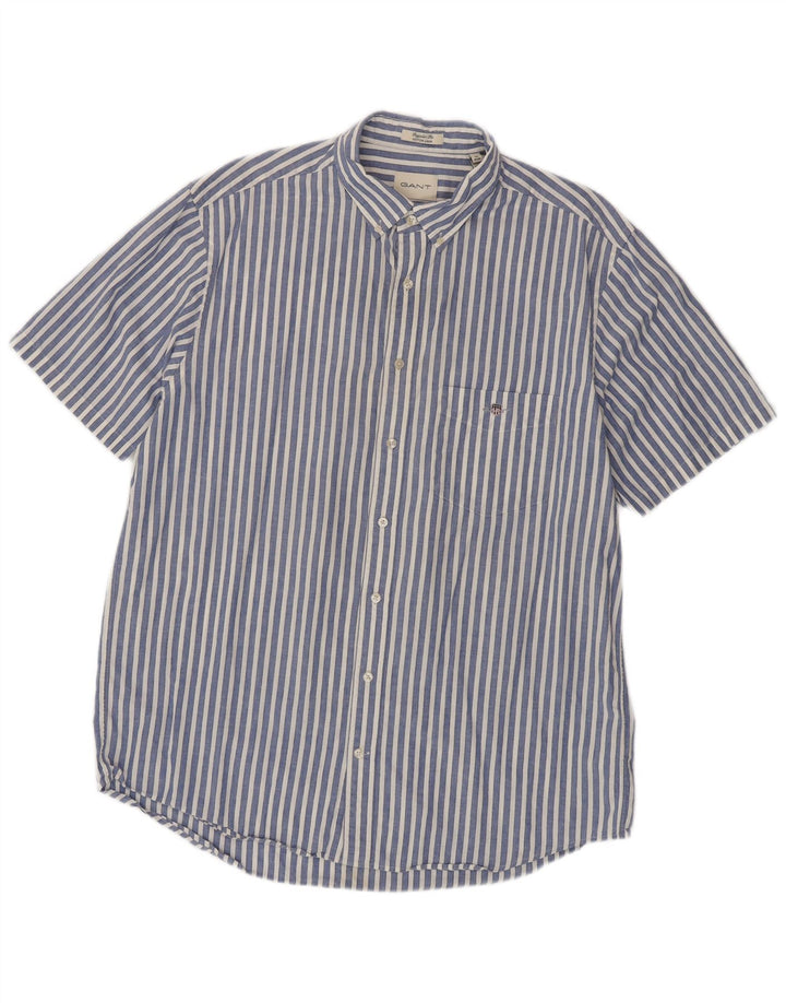 GANT Camicia da uomo a maniche corte vestibilità regolare taglia 45/46 2XL a righe blu