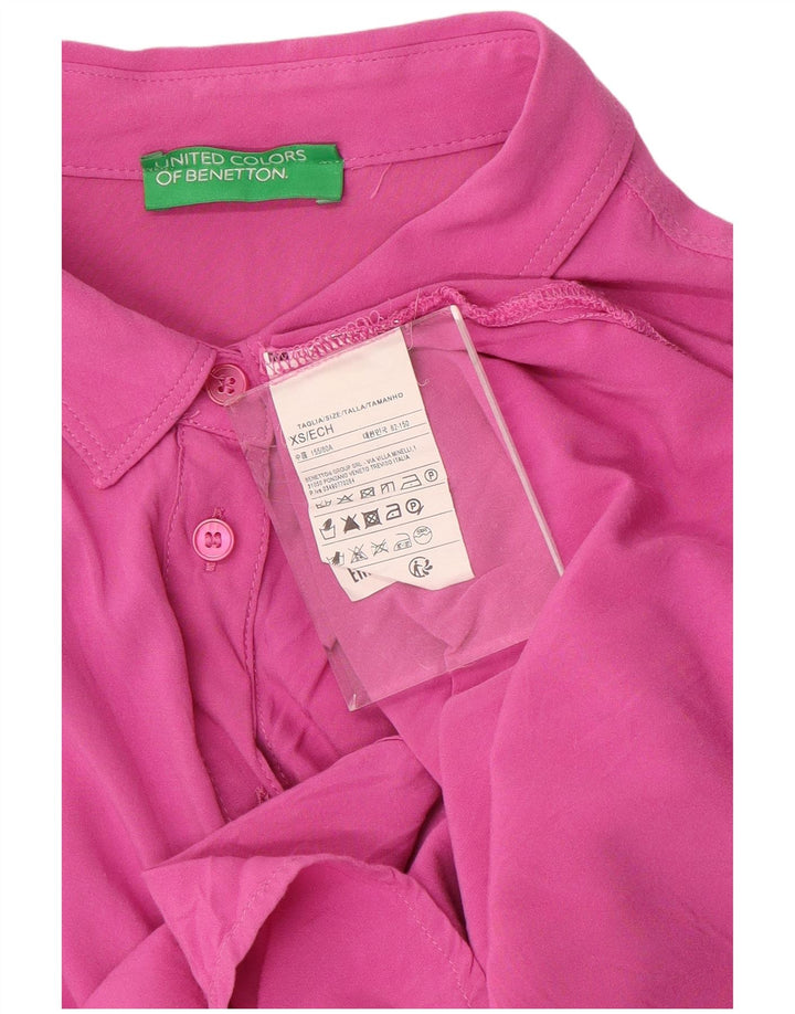 BENETTON Camicia oversize a maniche corte da donna UK 6 XS Rosa Viscosa
