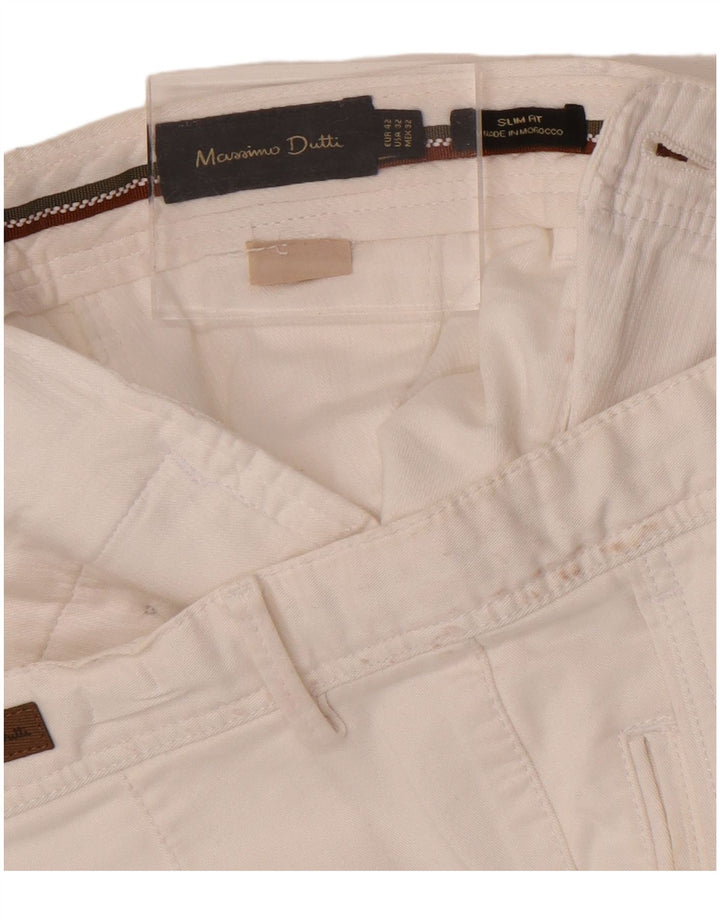 Pantaloni chino slim da uomo Massimo Dutti EU 42 Large W32 L31 Bianco