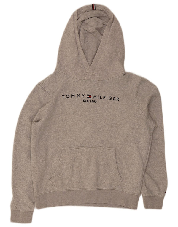 Maglione con cappuccio grafico da bambino Tommy Hilfiger 13-14 anni in cotone grigio