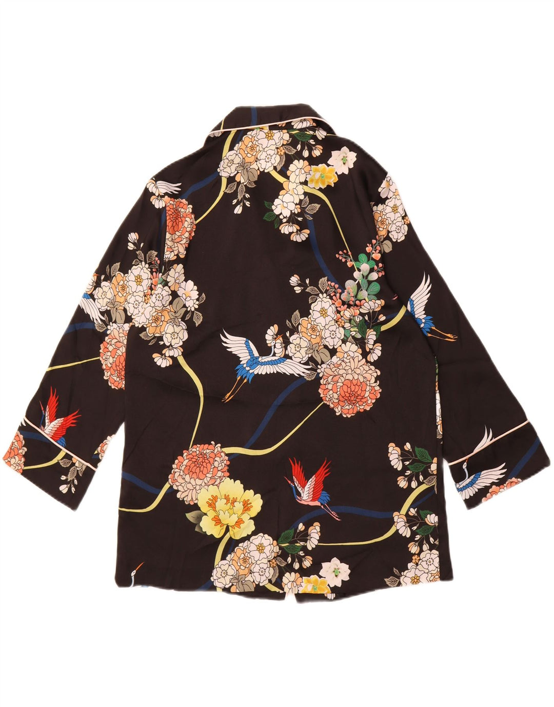 VINTAGE Womens Shirt Blouse IT 46 Large Black Floral Polyester Vintage Vintage and Second-Hand Vintage from Messina Hembry 