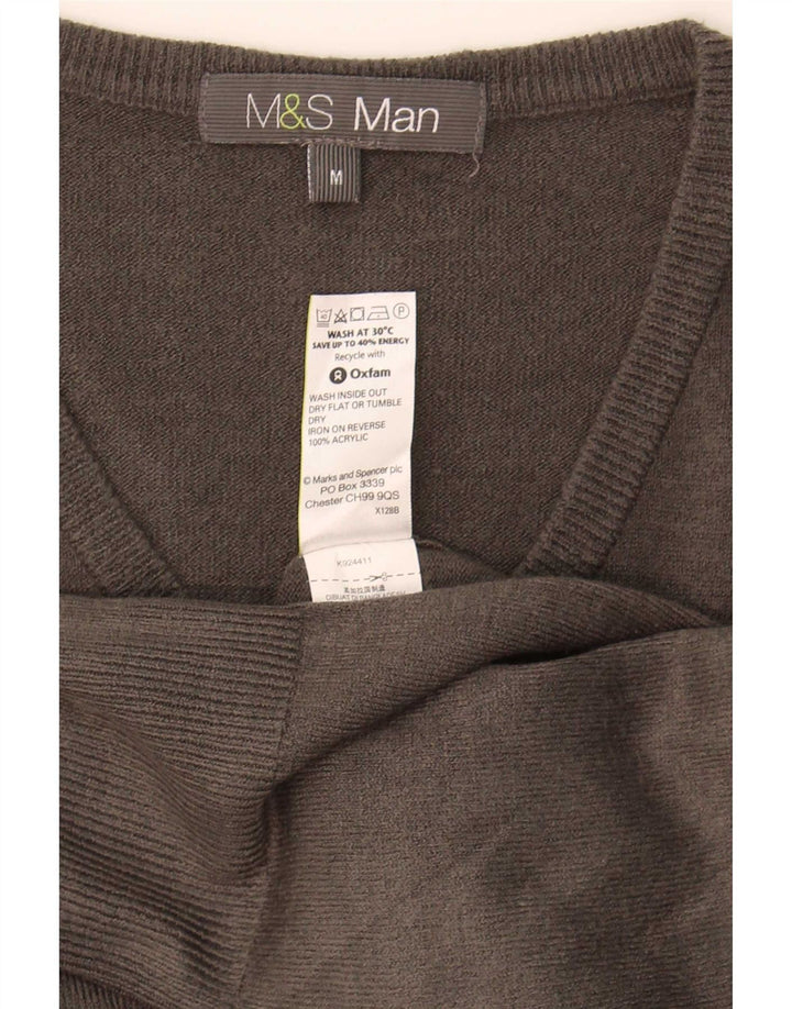 Maglione da uomo con scollo a V Marks & Spencer in acrilico grigio medio