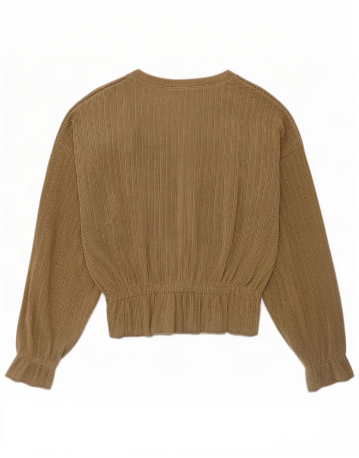 Top Zara da donna a maniche lunghe UK 14 medio cachi