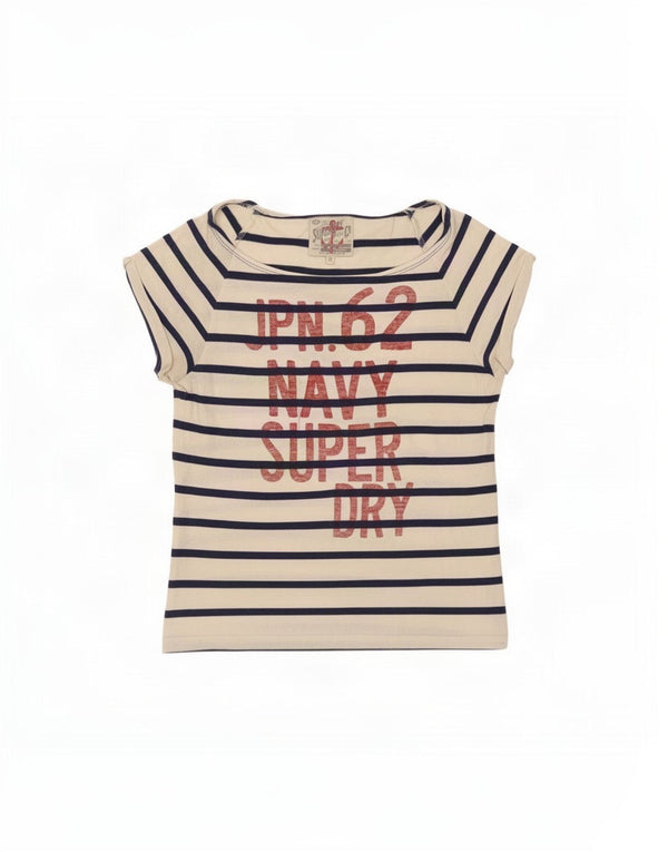T-shirt grafica da donna Superdry Top UK 10 Small White Striped