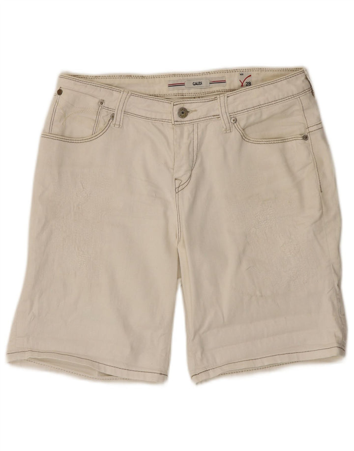 Pantaloncini di jeans da donna Gaudi W28 cotone bianco sporco medio