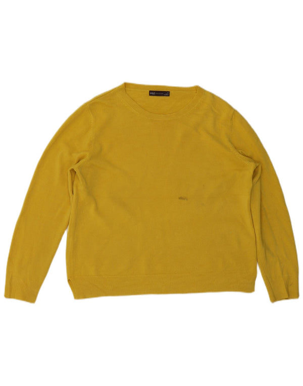 Maglione maglione girocollo da donna Marks & Spencer UK 16 grande acrilico giallo
