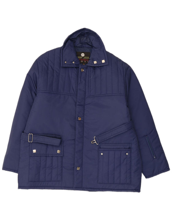Giacca a vento vintage da uomo 42 XL in nylon blu navy