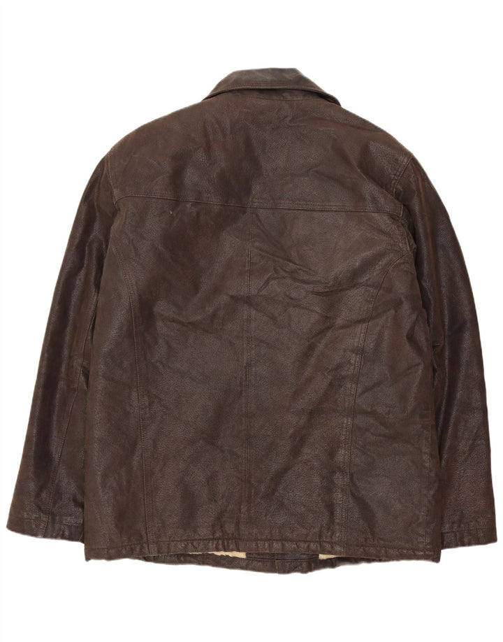 Giacca in pelle Sherpa vintage da uomo UK 40 grande in pelle marrone