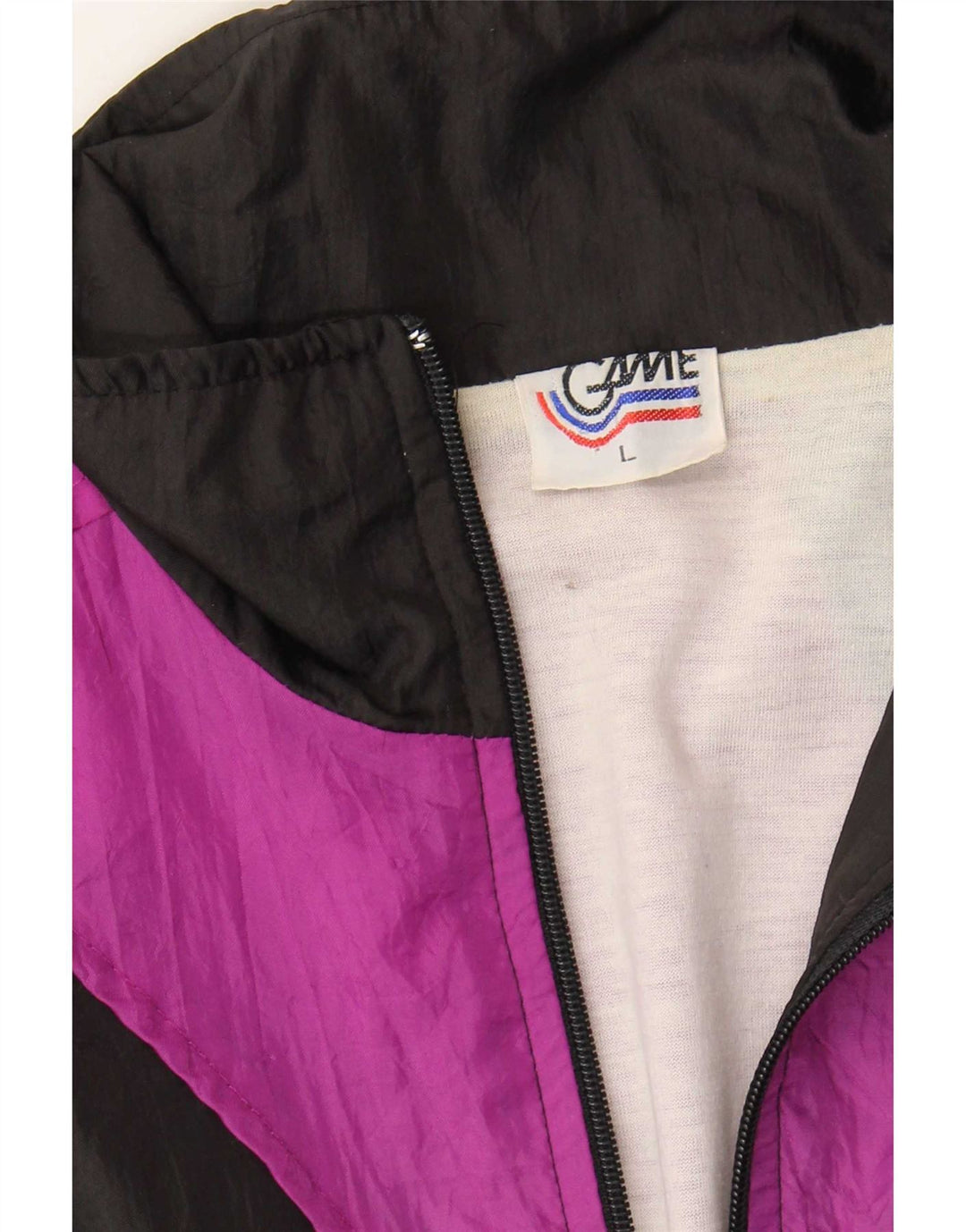 Giacca da ginnastica vintage da uomo, grande, in nylon color block nero