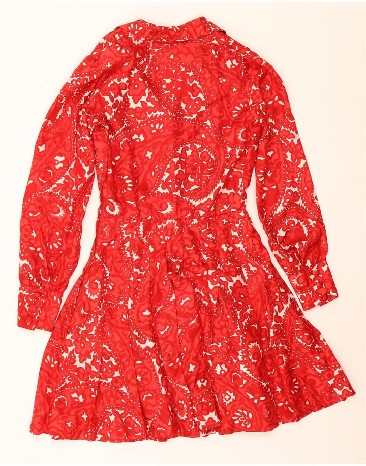 Abito a trapezio vintage da donna UK 12 medio rosso Paisley