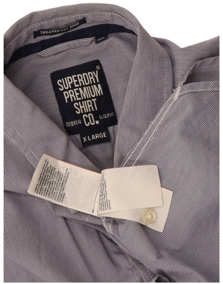 Camicia da uomo Superdry XL in cotone gessato blu navy