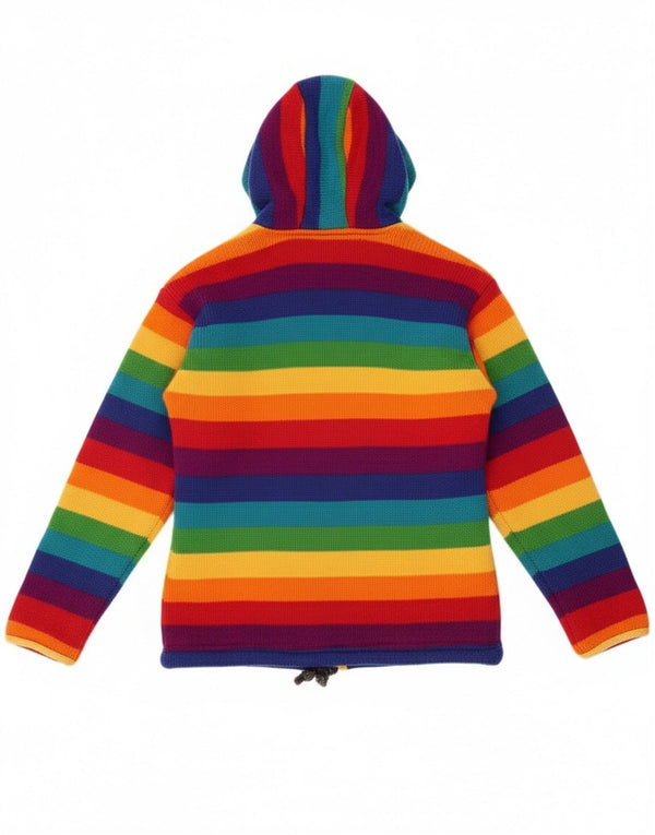 Maglione cardigan da donna vintage UK 12 medio multicolore colorato