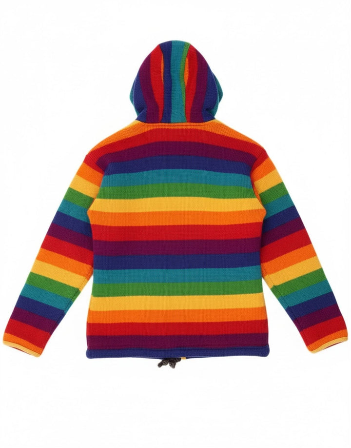 Maglione cardigan da donna vintage UK 12 medio multicolore colorato