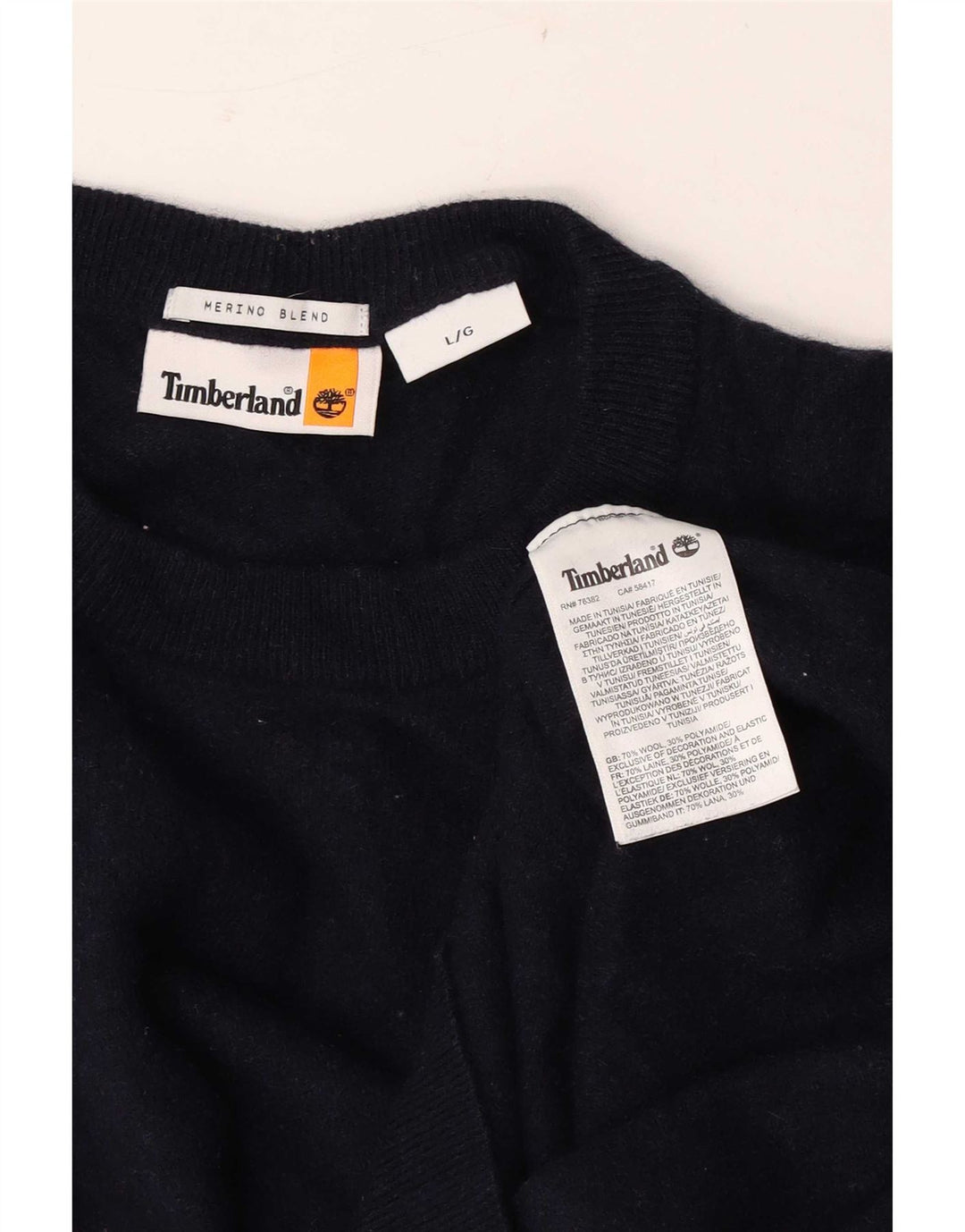 Maglione maglione girocollo da uomo Timberland grande lana blu navy