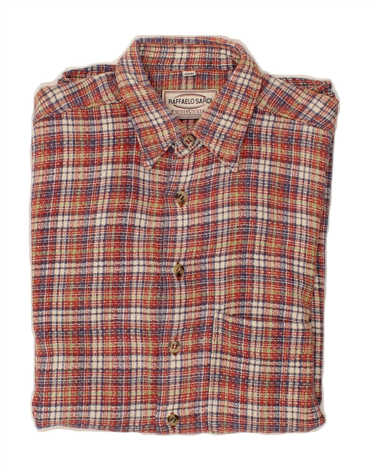 VINTAGE Mens Shirt Size 39/40 Medium Red Check Vintage Vintage and Second-Hand Vintage from Messina Hembry 