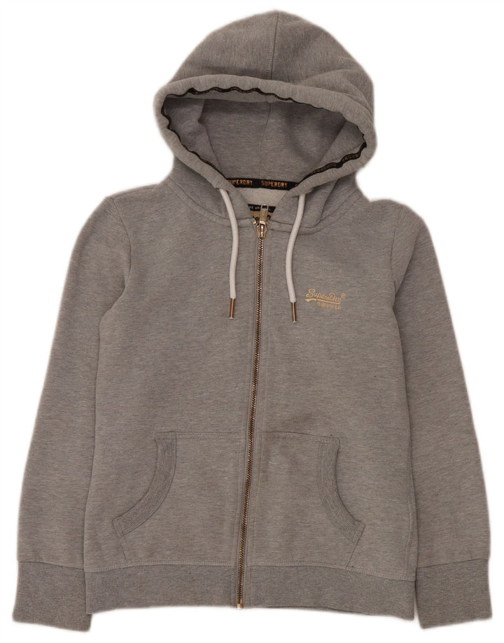 Maglione con cappuccio e zip da donna Superdry UK 12 Cotone grigio medio