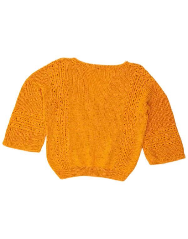 Maglione da donna con scollo a V e maniche a 3/4 corto Il Telaio UK 14 Large Arancione