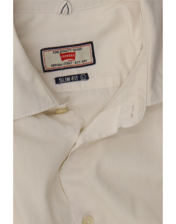 CARRERA Mens Slim Fit Shirt Large White Vintage Carrera and Second-Hand Carrera from Messina Hembry 
