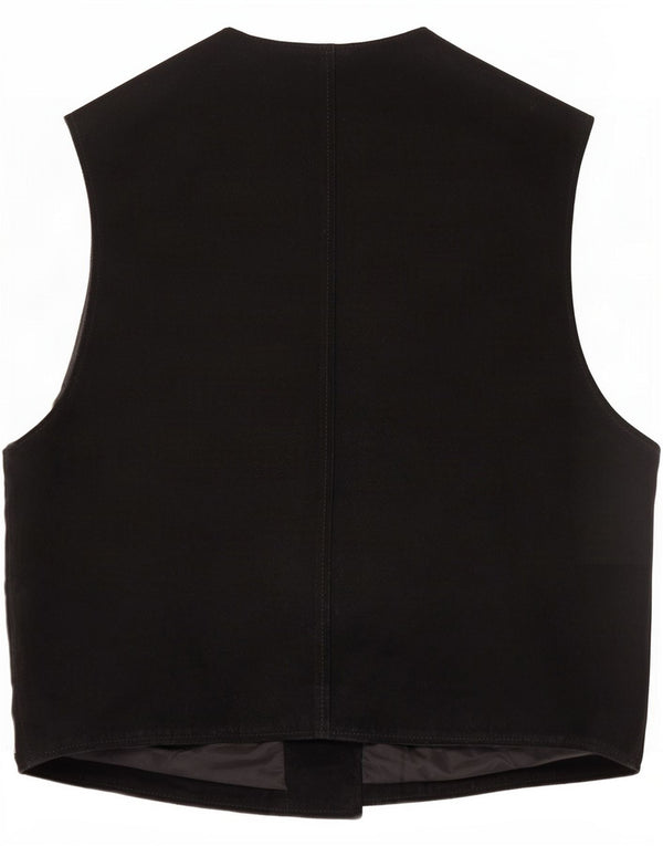 Gilet vintage da uomo in pelle scamosciata XL in pelle nera