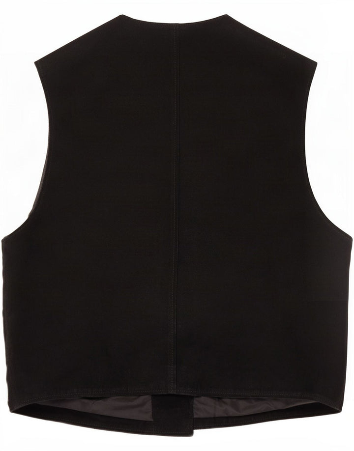 Gilet vintage da uomo in pelle scamosciata XL in pelle nera