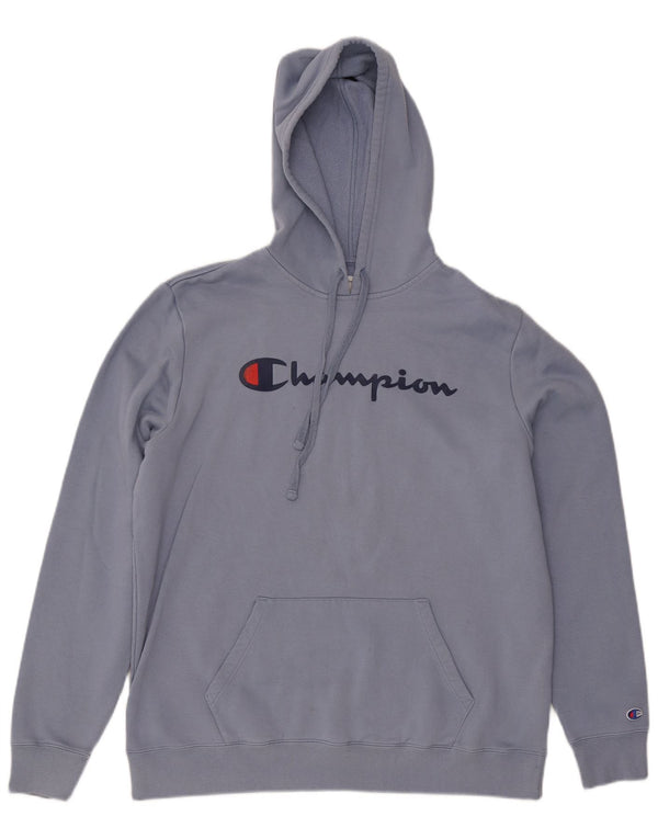 Maglione con cappuccio grafico da uomo Champion grande in cotone blu