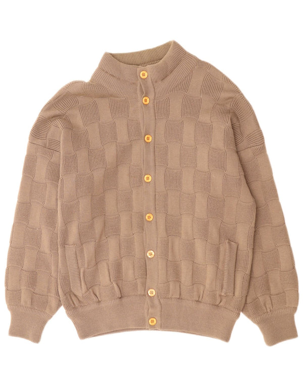 Maglione cardigan da uomo vintage grande poliacrilico geometrico beige