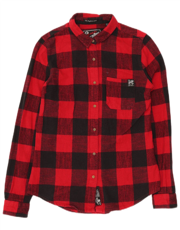 Camicia da donna in flanella dal taglio classico Superdry UK 10 Small Red Gingham Cotton