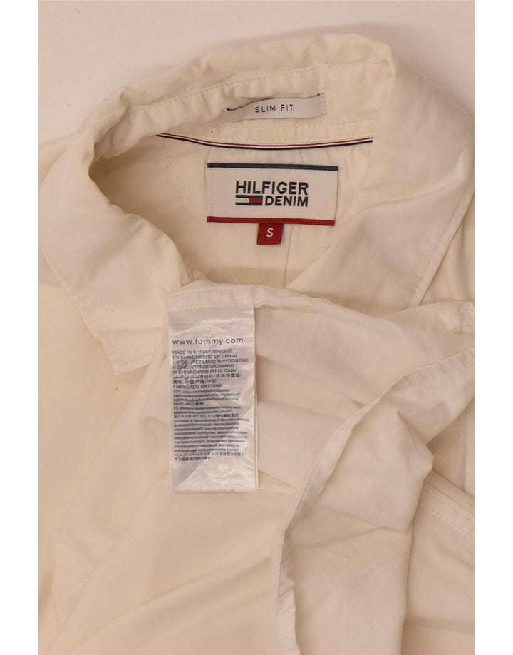 Camicia slim fit da uomo Tommy Hilfiger piccola in cotone bianco sporco