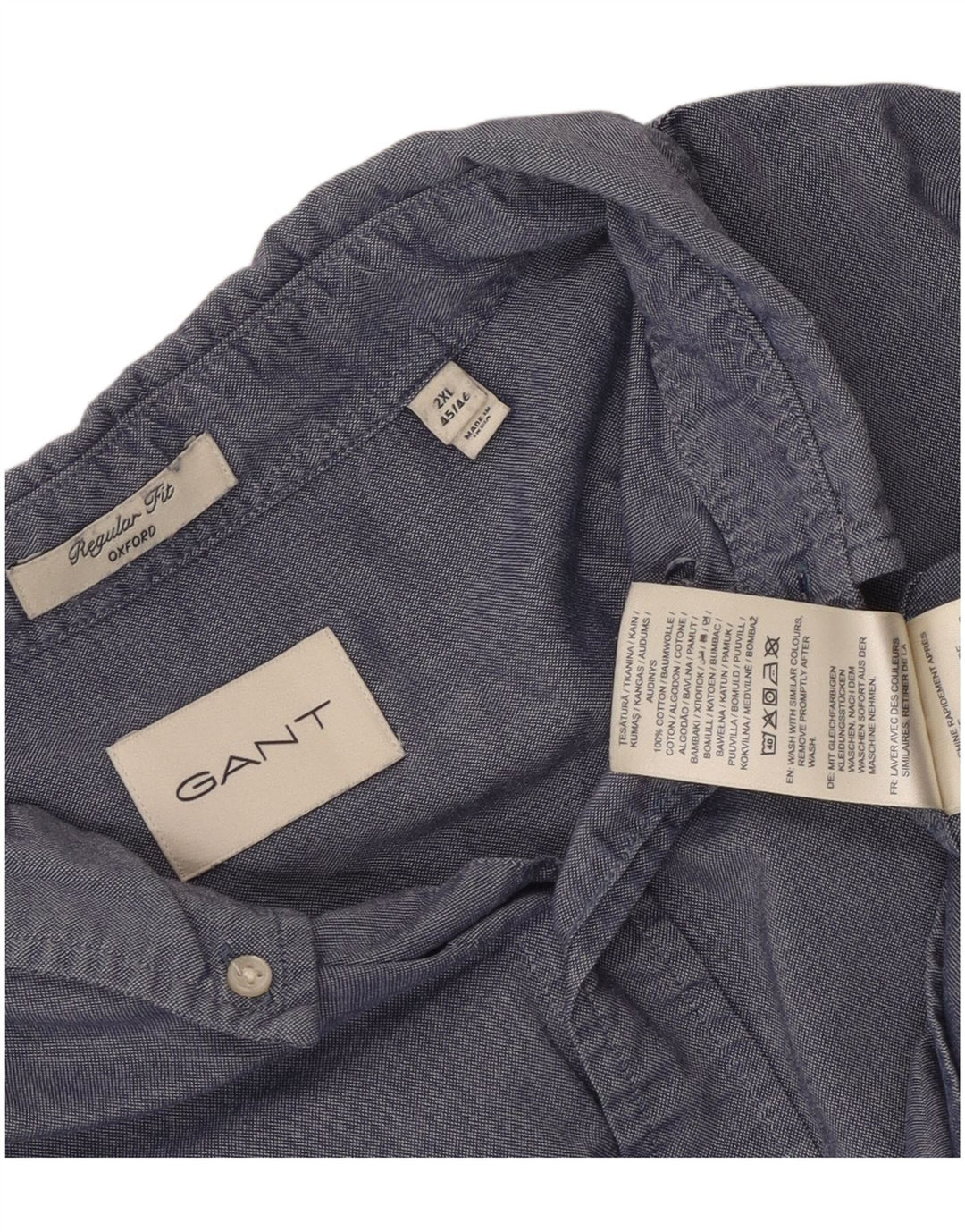 Gant Camicia da uomo vestibilità regolare taglia 45/46 2XL cotone blu