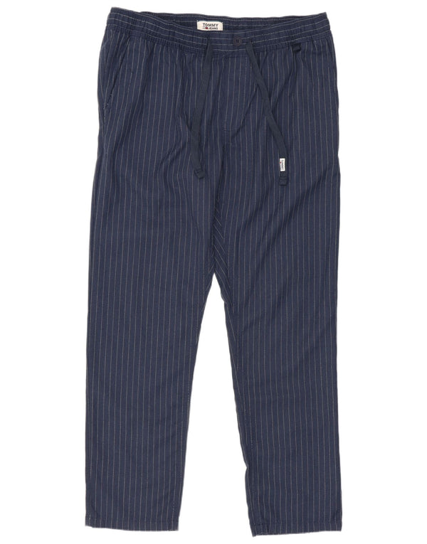 Pantaloni chino da uomo Tommy Hilfiger grandi W34 L28 blu navy gessato