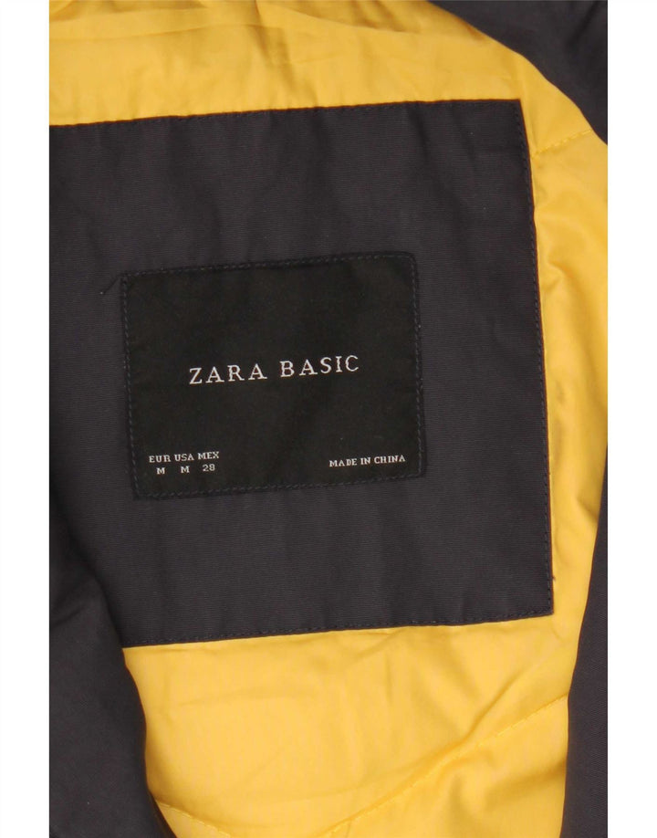 Cappotto imbottito con cappuccio da donna Zara UK 12 medio blu navy in poliammide