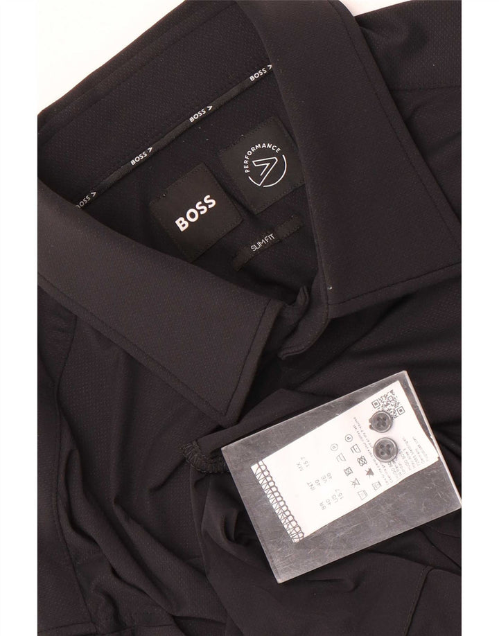 Camicia slim fit da uomo Hugo Boss taglia 40 media nera in poliammide