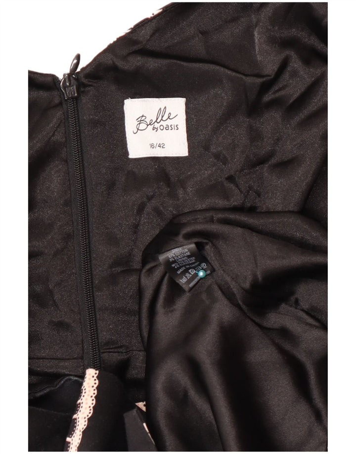 Abito tubino senza maniche con motivo astratto da donna Oasis UK 16 grande nero