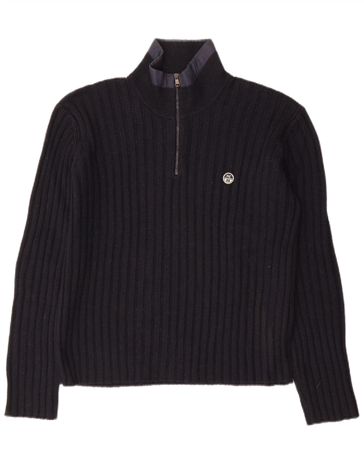 Maglione da uomo North Sails con zip e collo piccolo in lana blu navy
