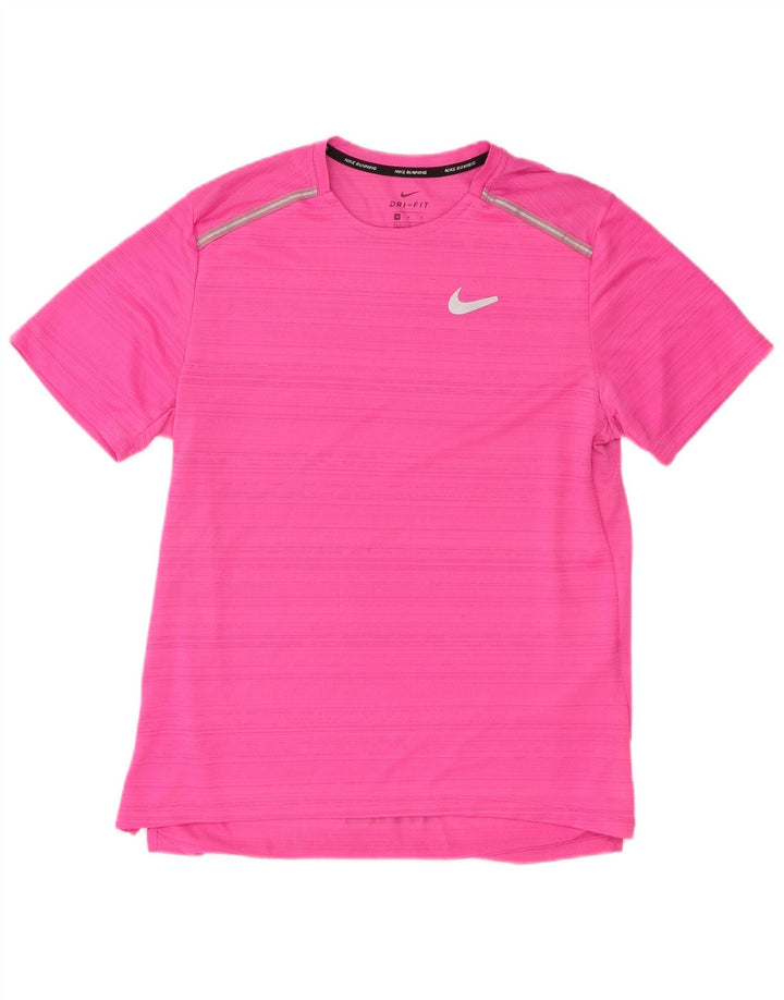 T-shirt Nike Dri Fit da uomo, top in poliestere rosa medio