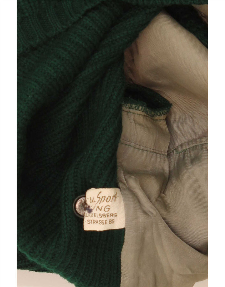 Maglione cardigan in pelle da uomo vintage EU 50 verde medio