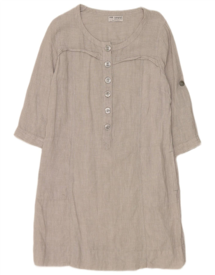Abito a trapezio con maniche a 3/4 da donna Marks & Spencer UK 14 Lino grigio grande
