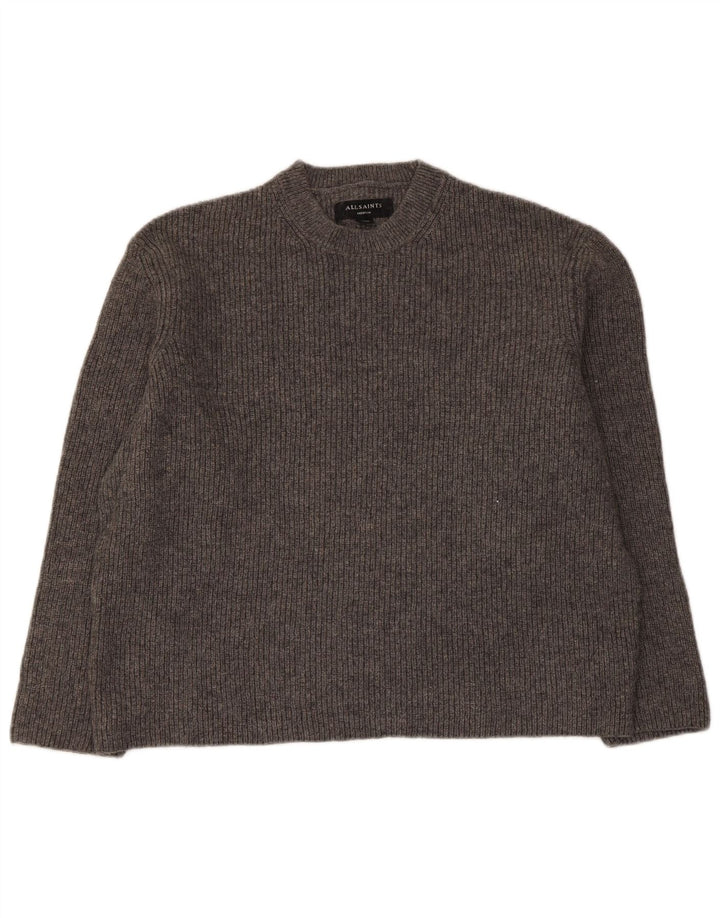 Maglione maglione girocollo oversize da donna All Saints UK 14 Lana grigio medio