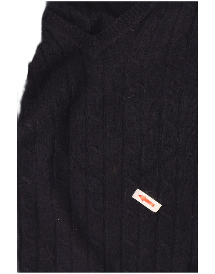 Gant maglione da donna con scollo a V UK 14 grande lana blu navy