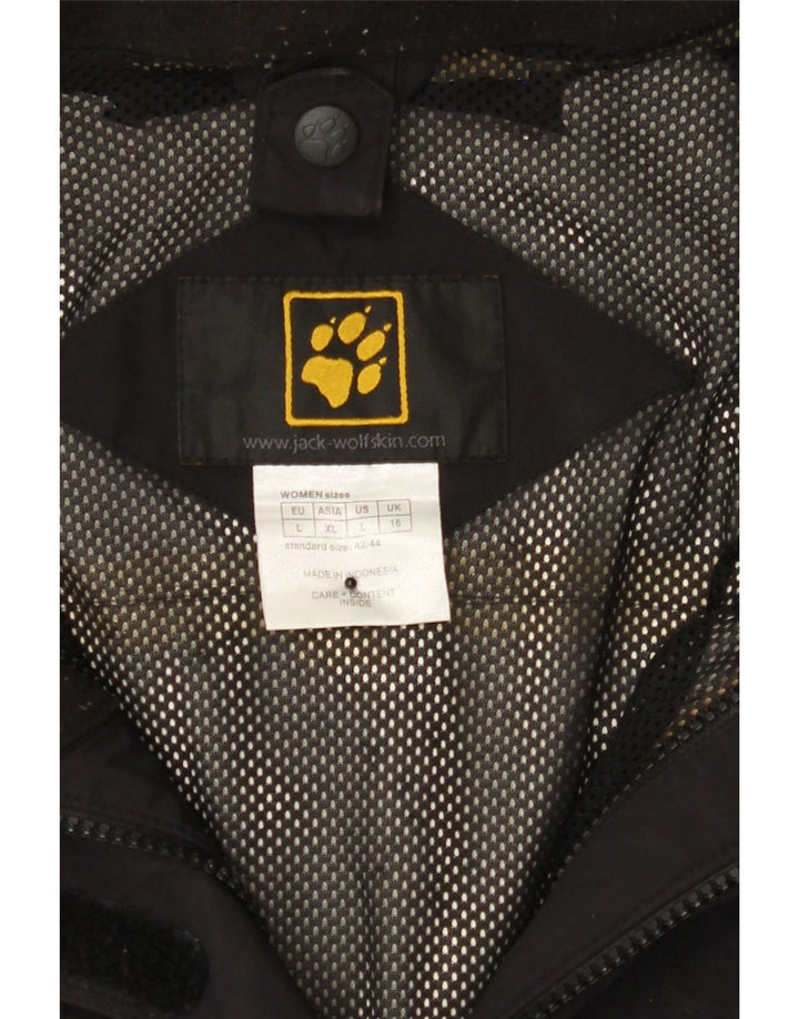 JACK WOLFSKIN Womens Rain Jacket UK 16 Large Black Polyamide Vintage Jack Wolfskin and Second-Hand Jack Wolfskin from Messina Hembry 