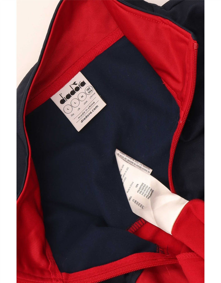 Giacca da tuta da uomo Diadora Large rossa in poliestere color block