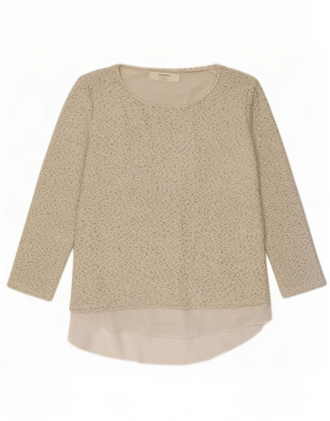 Top tunica con maniche a 3/4 da donna Zara UK 16 grande poliestere beige