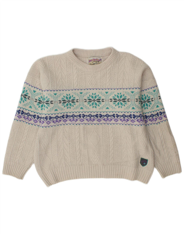 Maglione maglione girocollo da uomo Silvy IT 50 medio bianco sporco Fair Isle