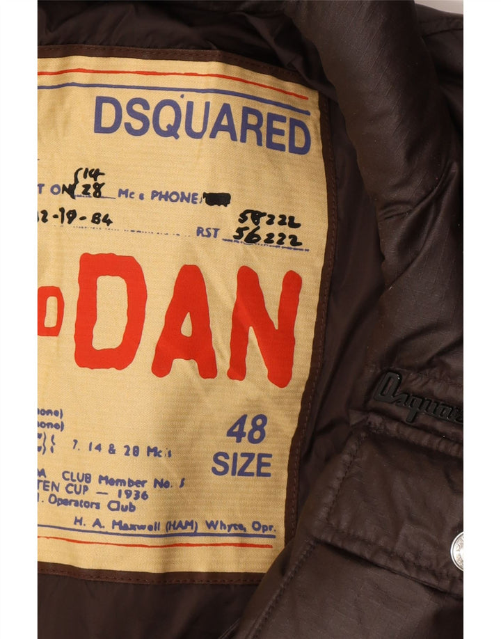 Giacca imbottita imbottita da uomo Dsquared IT 48 Designer marrone medio