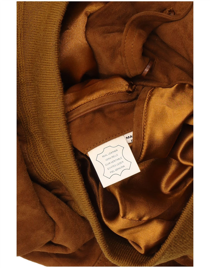 Giacca vintage in pelle scamosciata da uomo UK 40 grande in pelle marrone