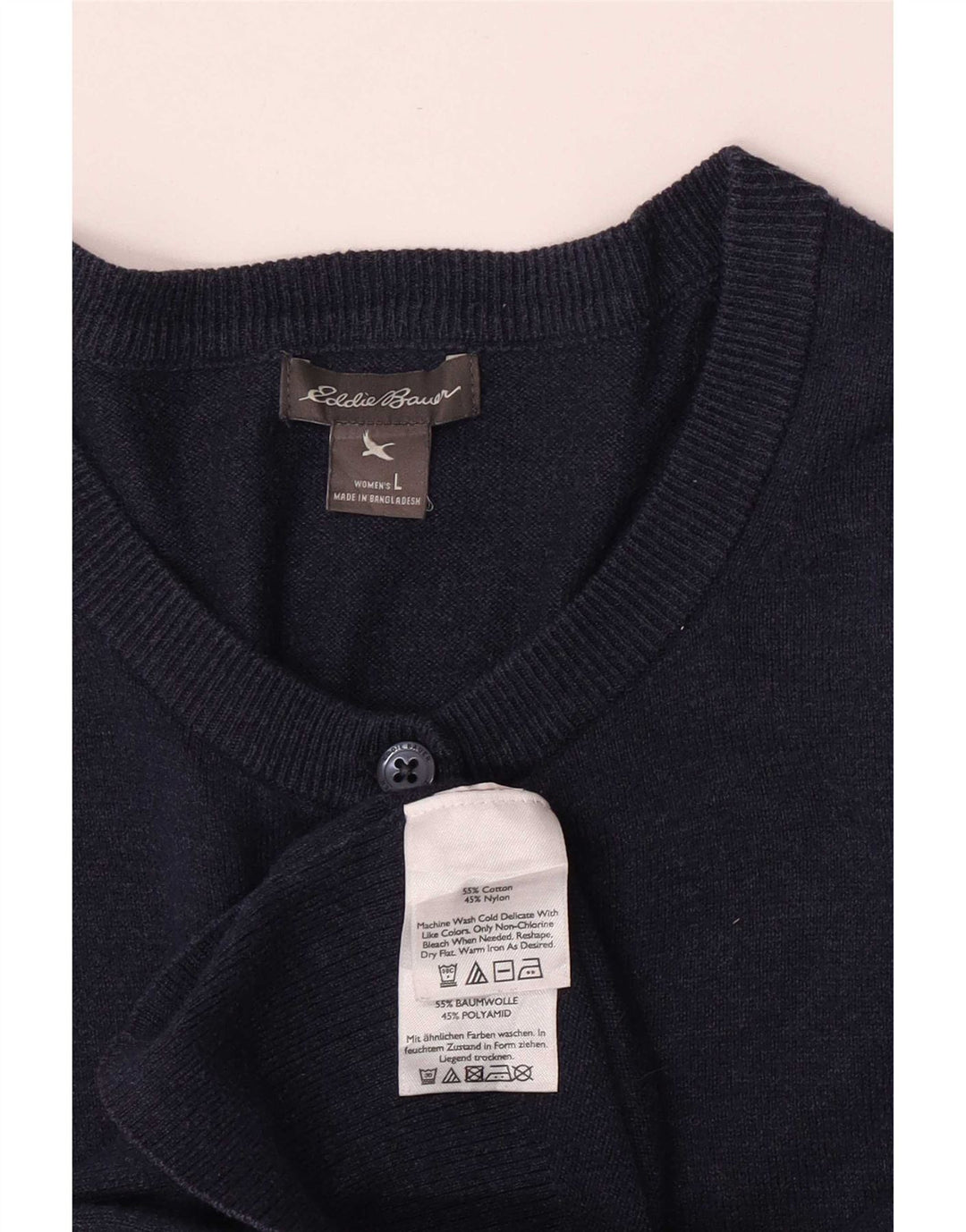 Maglione cardigan da donna vestibilità regolare Eddie Bauer UK 14 grande blu navy