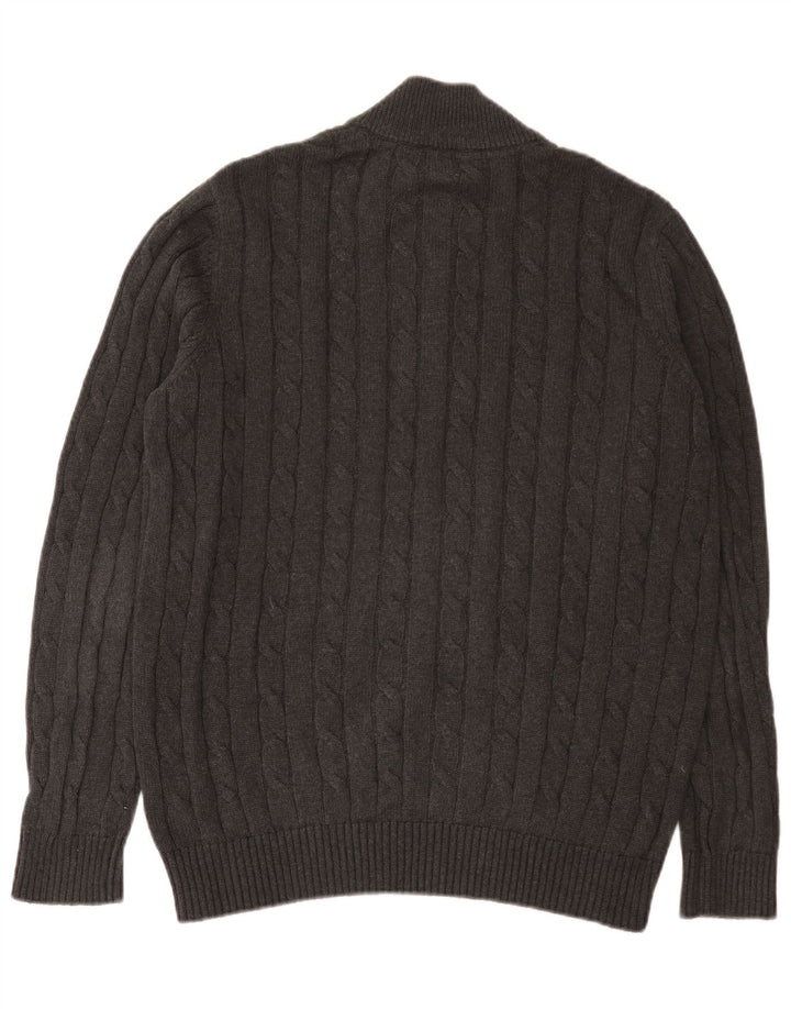 J. Crew Maglione da uomo con zip e collo grande in cotone grigio